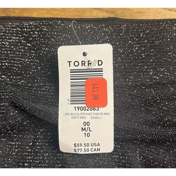 Torrid Black Bodycon Skirt Cinched Glitter Knit At Knee Size 00 M/L 10 Party - Picture 8 of 13